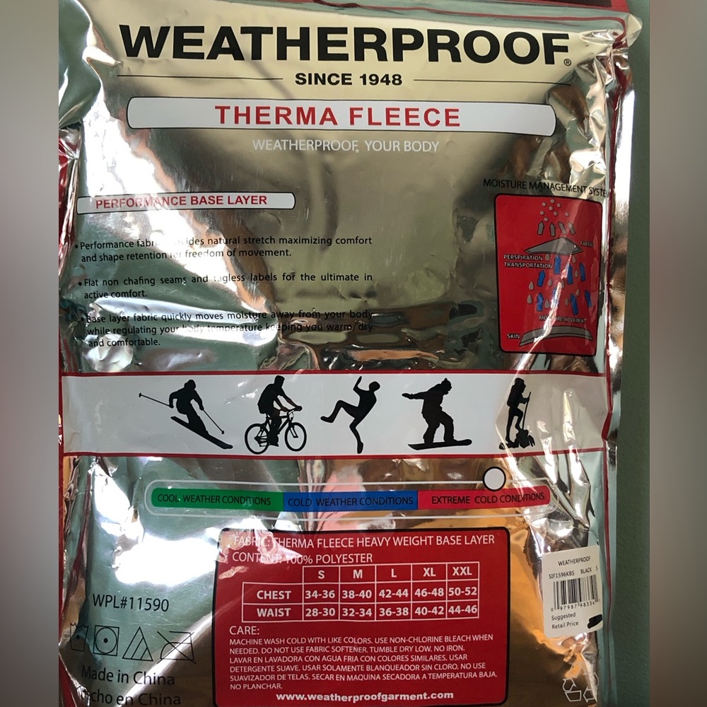 Brand New! Never Opened. Weatherproof Thermal Fleece Men’s Small in Black